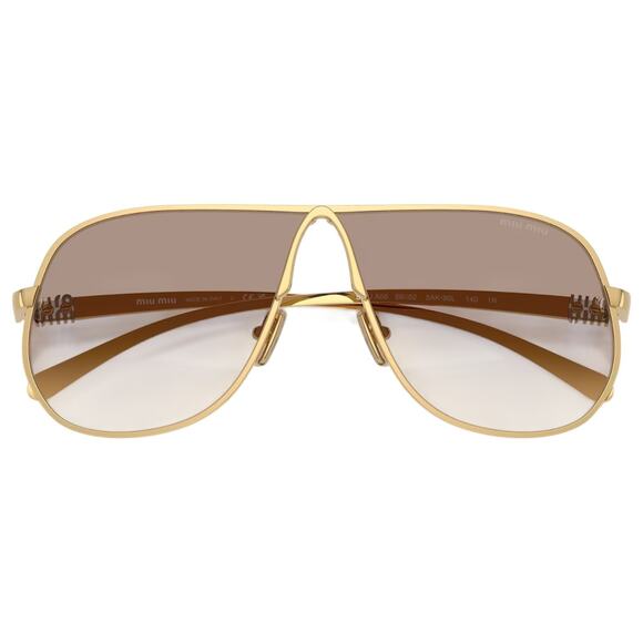New MIU MIU Sunglasses MU A56S 5AK90L Gold Brown Gradient Metal Pilot Aviator - Picture 3 of 7
